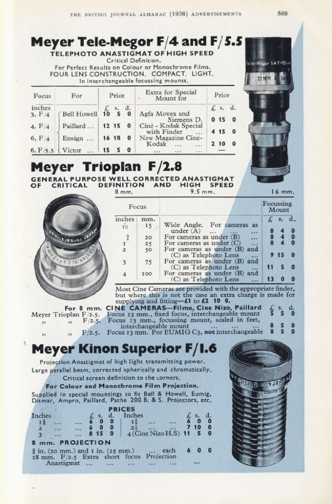 Hugo Meyer Lenses Advertisement 1938